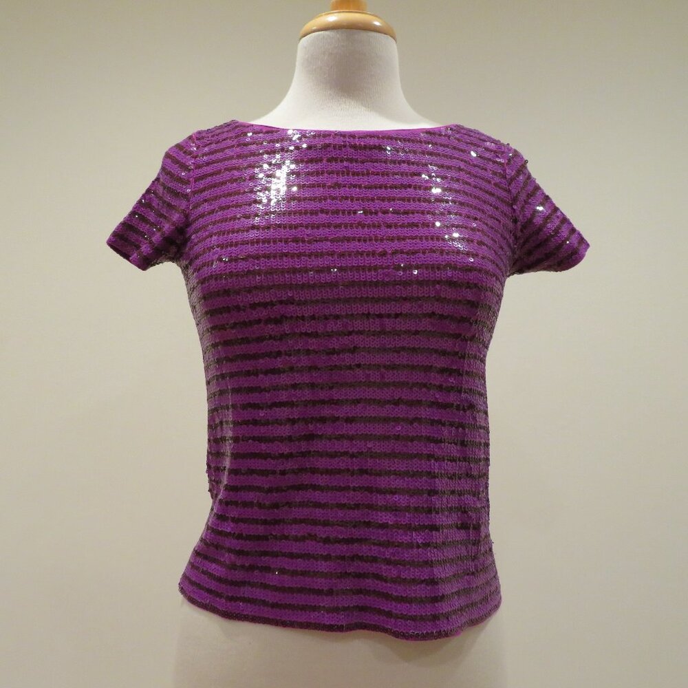 J.Crew XXS Purple Sequin Short Sleeve Top Sparkly Tee